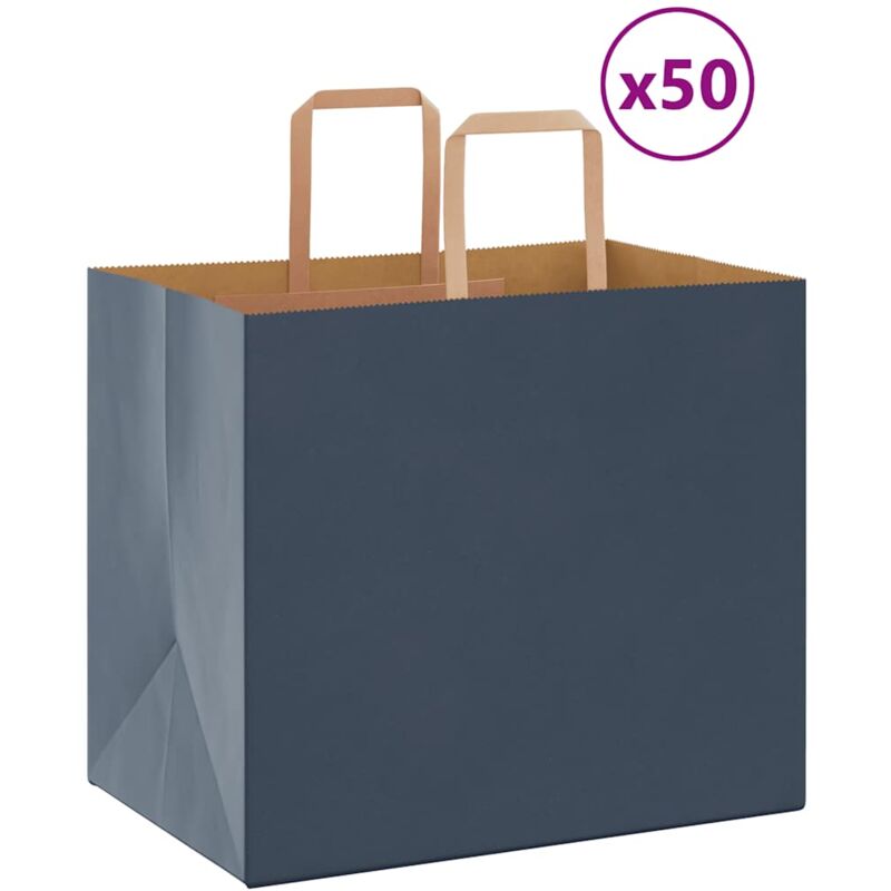 foto del prodotto sacchetti di carta 50 pz con manici blu 32x22x28 cm vidaxl