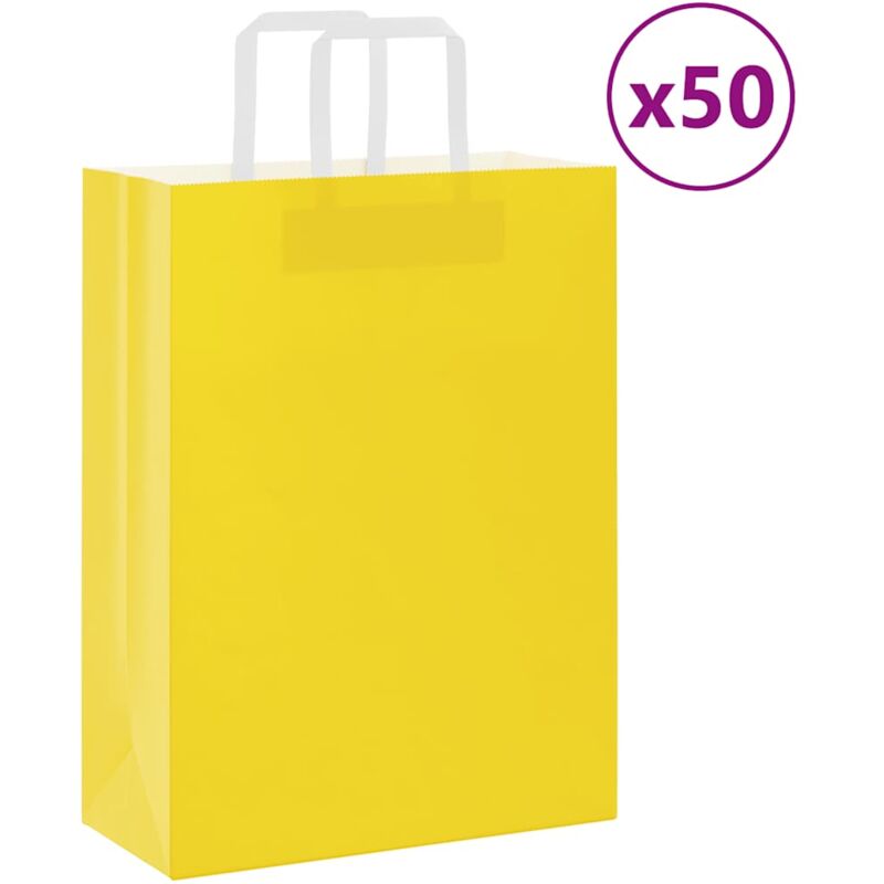 foto del prodotto sacchetti di carta 50 pz con manici gialli 26x12x35 cm vidaxl