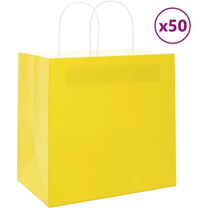 foto del prodotto sacchetti di carta 50 pz con manici gialli 26x17x25 cm vidaxl
