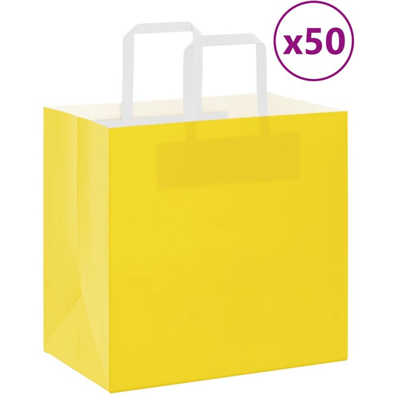 foto del prodotto sacchetti di carta 50 pz con manici gialli 26x17x25 cm vidaxl