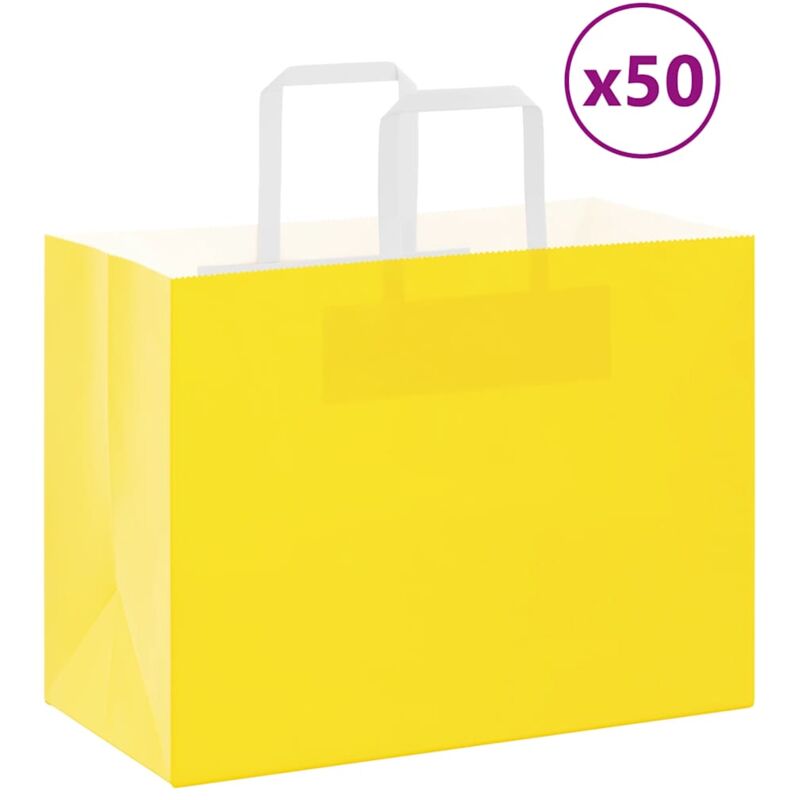 foto del prodotto sacchetti di carta 50 pz con manici gialli 32x17x25 cm vidaxl