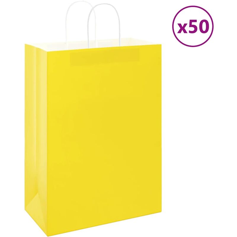 foto del prodotto sacchetti di carta 50 pz con manici gialli 32x17x44 cm vidaxl