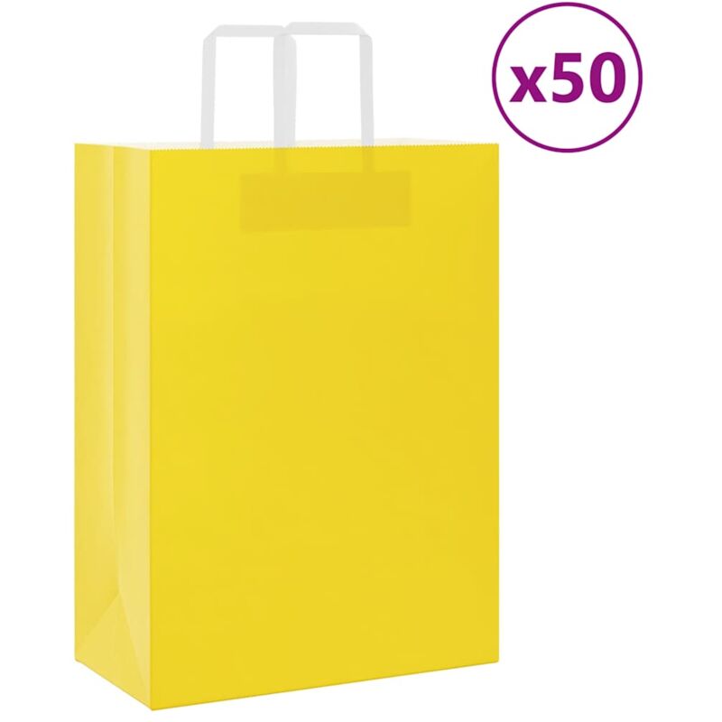 foto del prodotto sacchetti di carta 50 pz con manici gialli 32x17x44 cm vidaxl