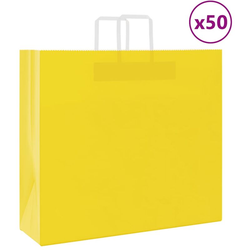 foto del prodotto sacchetti di carta 50 pz con manici gialli 54x15x49 cm vidaxl