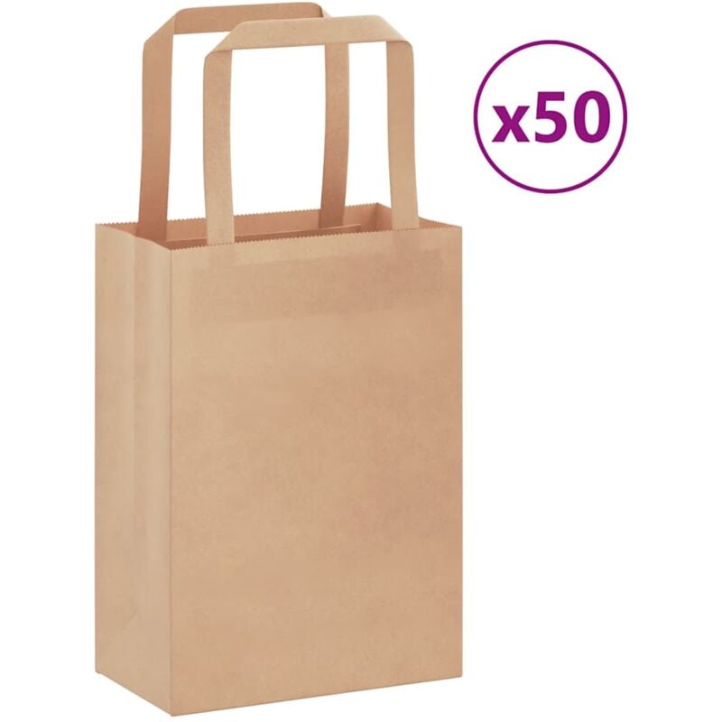foto del prodotto sacchetti di carta 50 pz con manici marrone 15x8x21 cm vidaxl