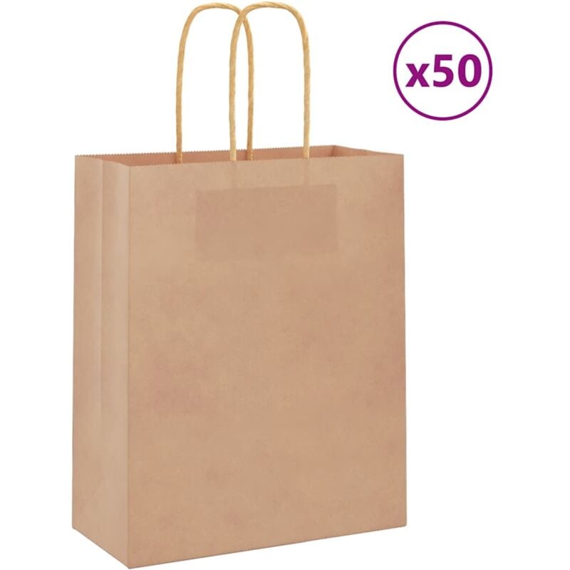 foto del prodotto sacchetti di carta 50 pz con manici marrone 18x8x22 cm - vidaxl