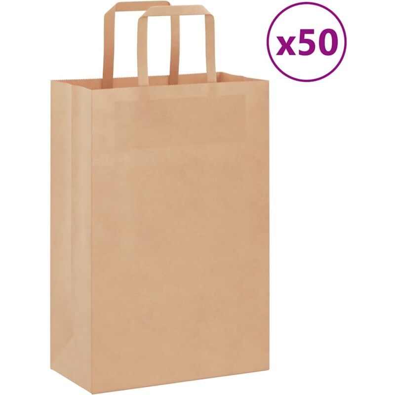foto del prodotto sacchetti di carta 50 pz con manici marrone 21x11x31 cm vidaxl