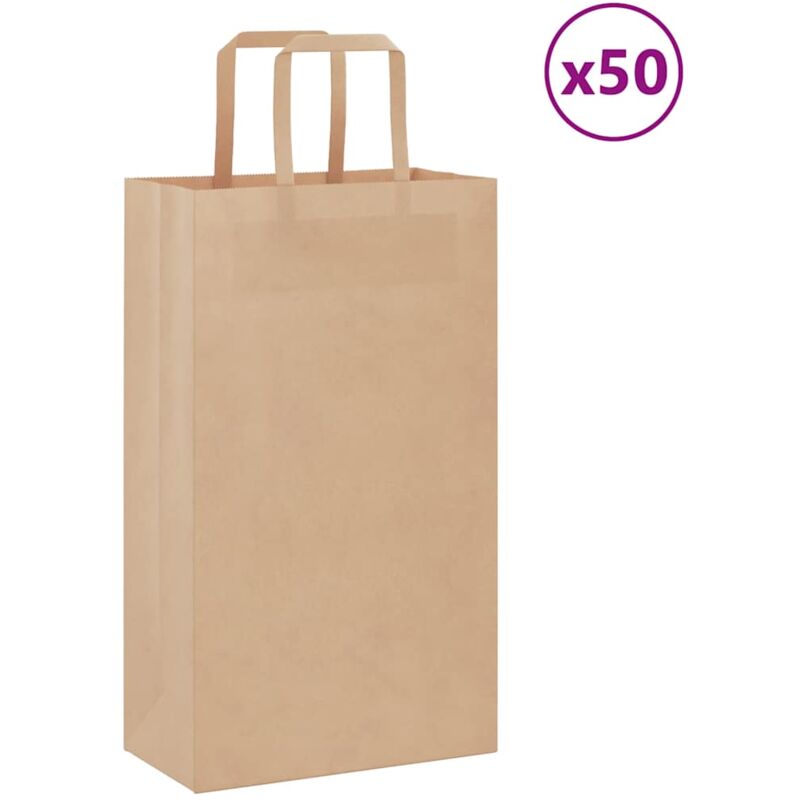 foto del prodotto sacchetti di carta 50 pz con manici marrone 21x11x36 cm vidaxl