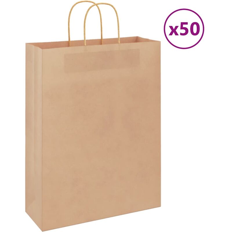 foto del prodotto sacchetti di carta 50 pz con manici marrone 32x12x42 cm vidaxl