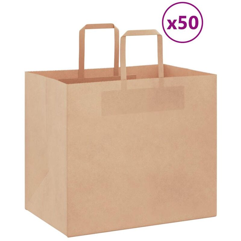 foto del prodotto sacchetti di carta 50 pz con manici marrone 32x22x28 cm vidaxl