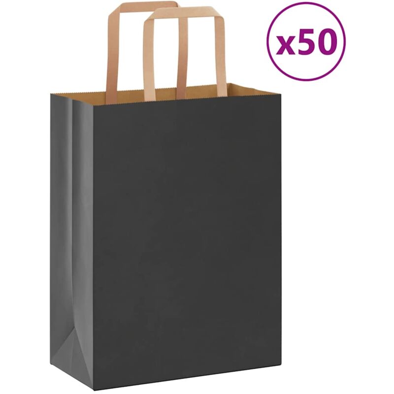 foto del prodotto sacchetti di carta 50 pz con manici neri 21x11x28 cm vidaxl