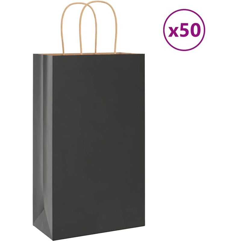 foto del prodotto sacchetti di carta 50 pz con manici neri 21x11x36 cm vidaxl