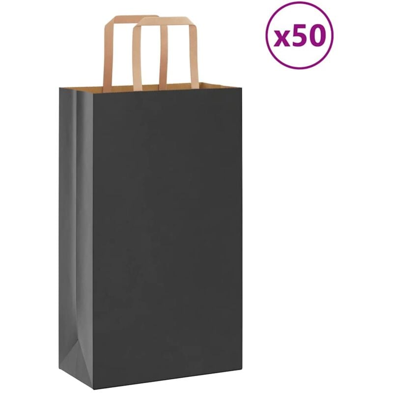 foto del prodotto sacchetti di carta 50 pz con manici neri 21x11x36 cm vidaxl