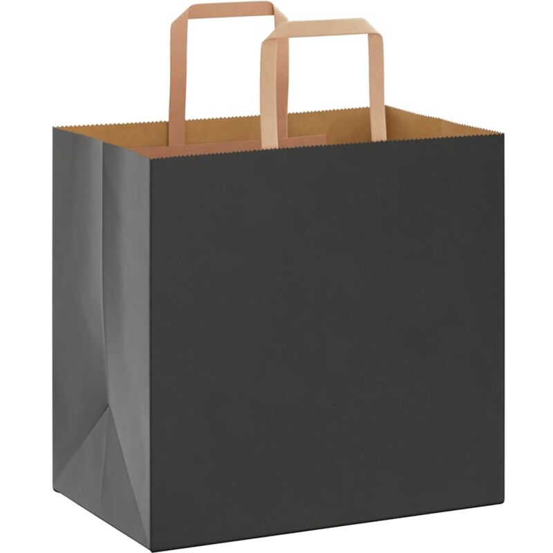 foto del prodotto sacchetti di carta 50 pz con manici neri 26x17x25 cm vidaxl