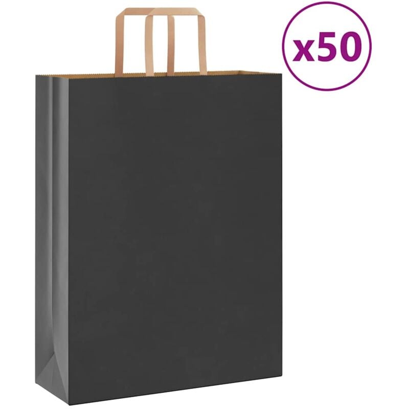 foto del prodotto sacchetti di carta 50 pz con manici neri 32x12x42 cm vidaxl