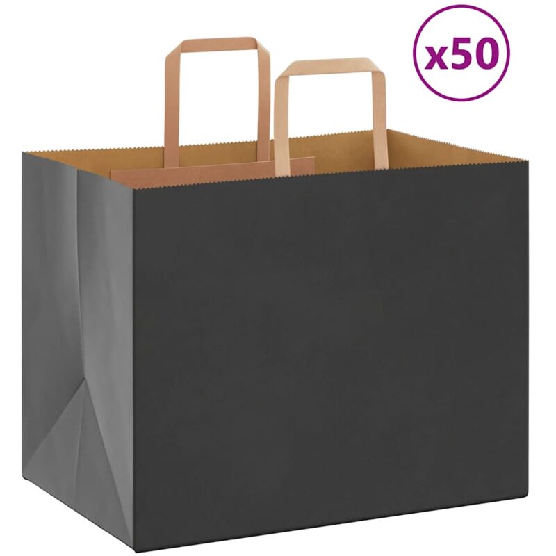 foto del prodotto sacchetti di carta 50 pz con manici neri 32x22x24 cm vidaxl