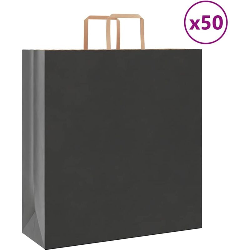 foto del prodotto sacchetti di carta 50 pz con manici neri 45x17x48 cm vidaxl