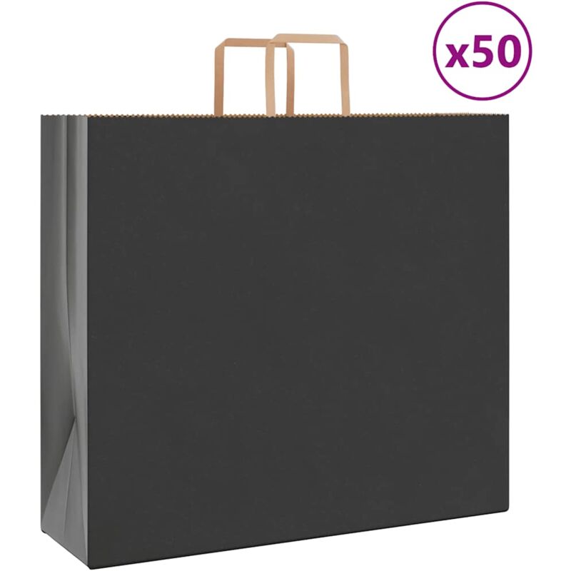 foto del prodotto sacchetti di carta 50 pz con manici neri 54x15x49 cm vidaxl