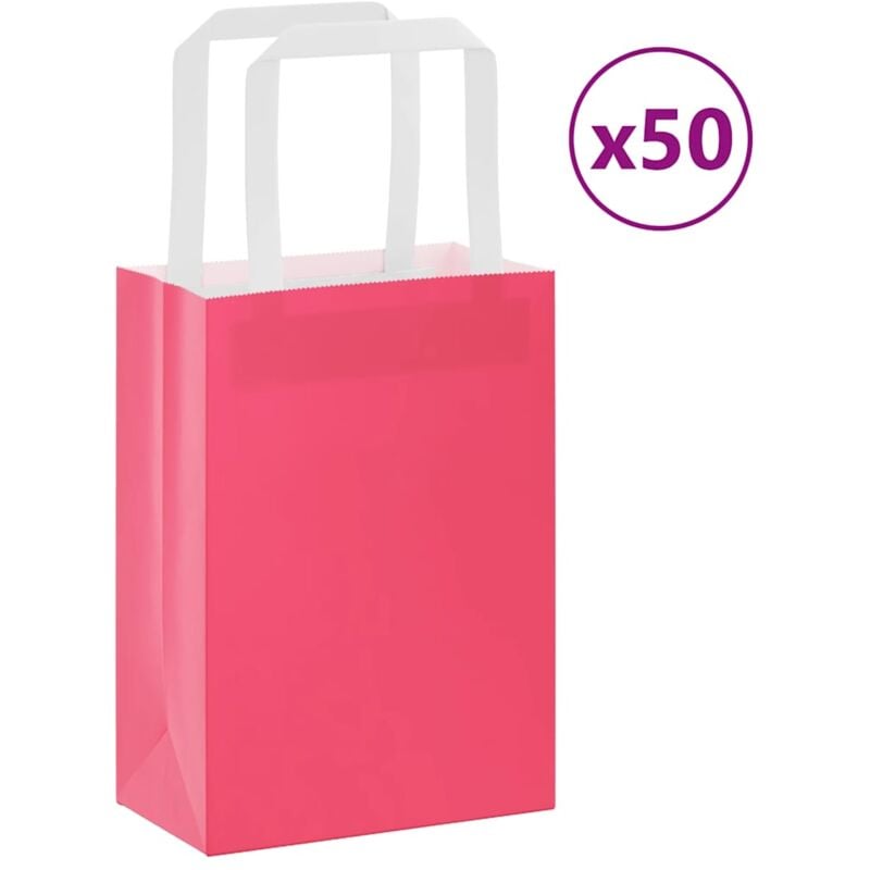 foto del prodotto sacchetti di carta 50 pz con manici rosa 15x8x21 cm vidaxl