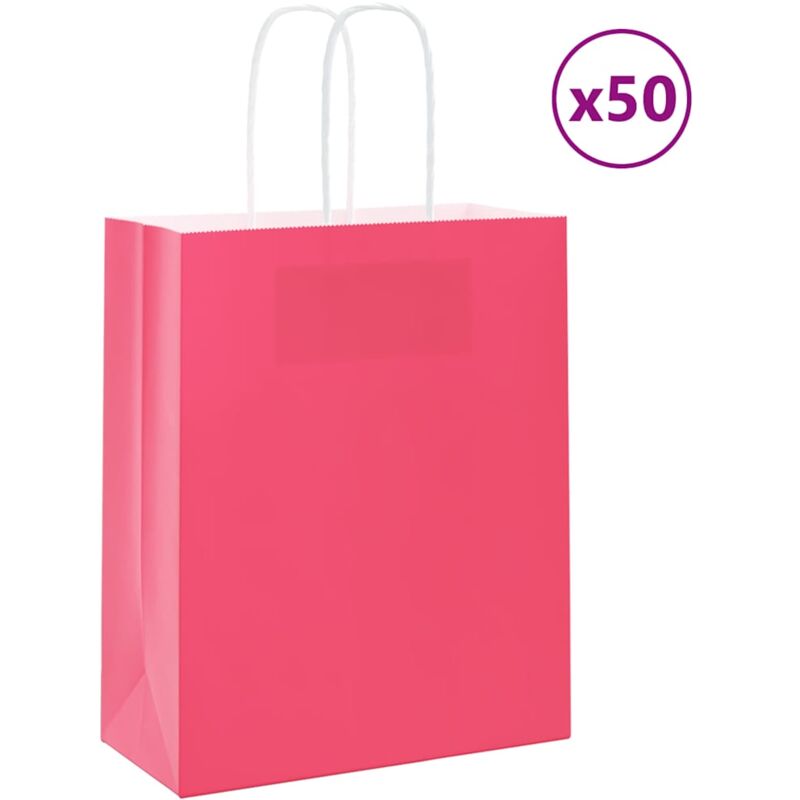 foto del prodotto sacchetti di carta 50 pz con manici rosa 18x8x22 cm vidaxl