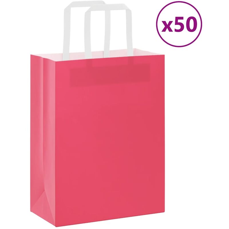 foto del prodotto sacchetti di carta 50 pz con manici rosa 21x11x28 cm vidaxl