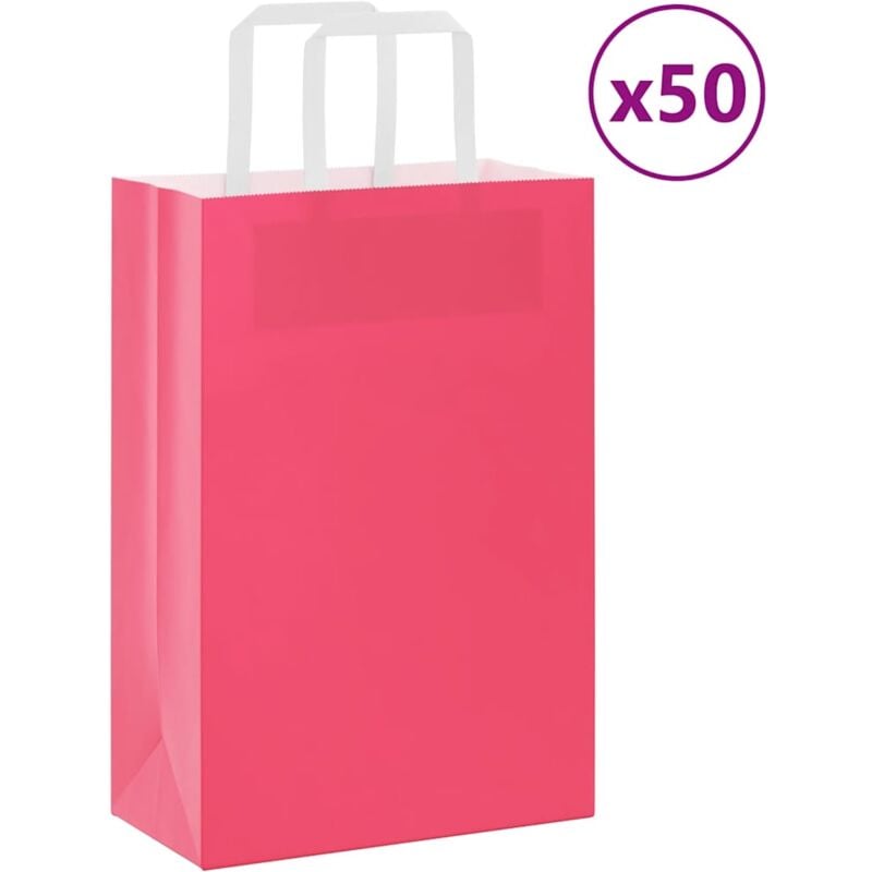 foto del prodotto sacchetti di carta 50 pz con manici rosa 21x11x31 cm vidaxl