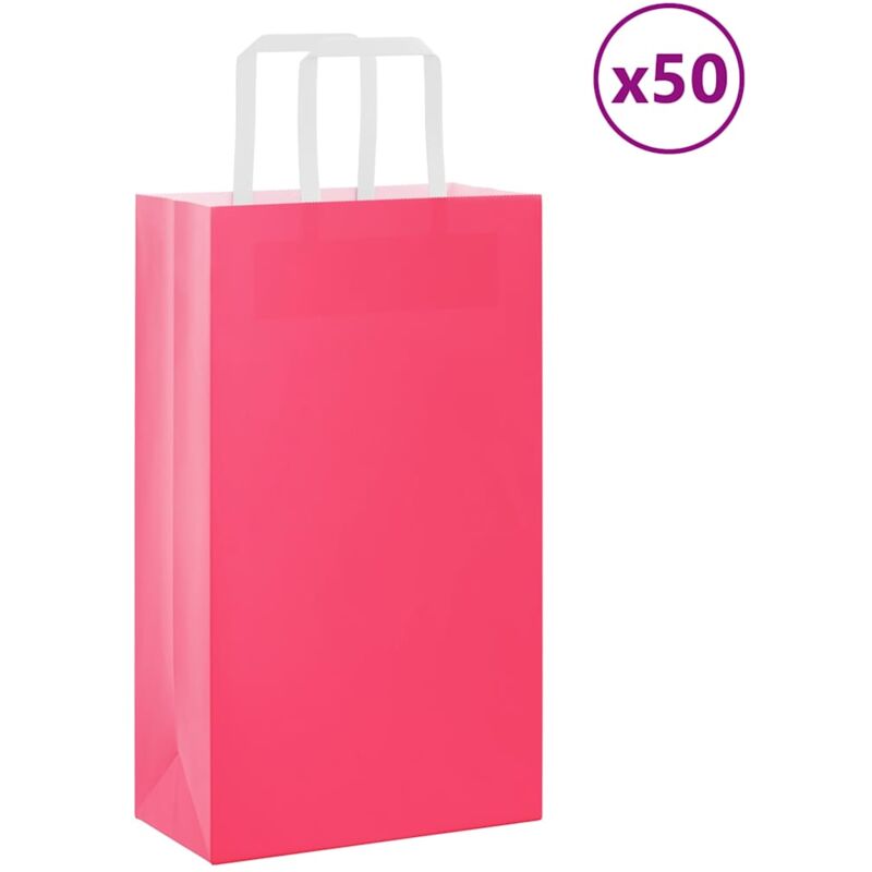 foto del prodotto sacchetti di carta 50 pz con manici rosa 21x11x36 cm vidaxl