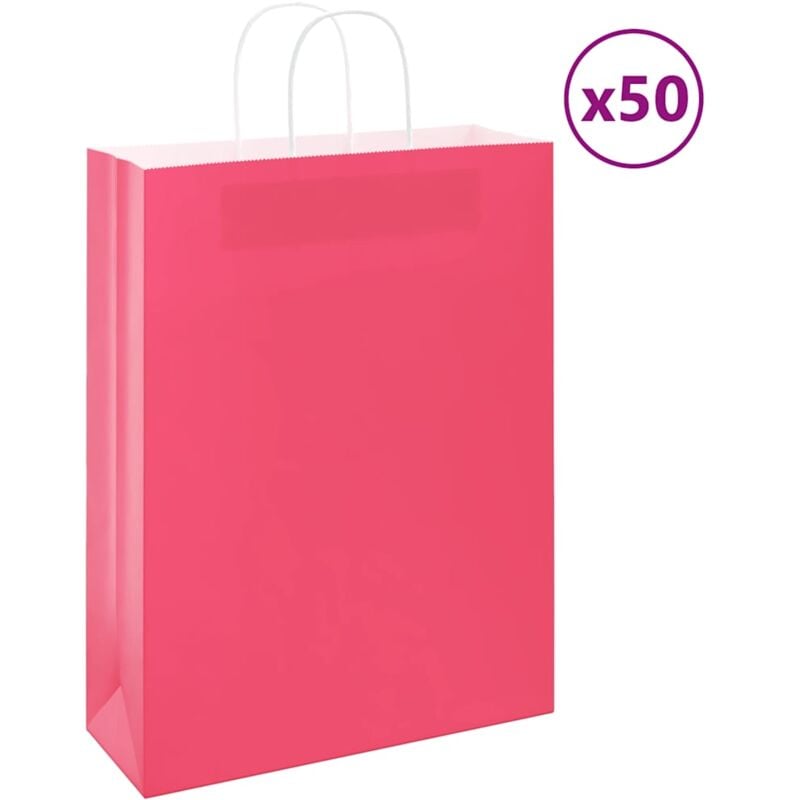 foto del prodotto sacchetti di carta 50 pz con manici rosa 32x12x42 cm - vidaxl