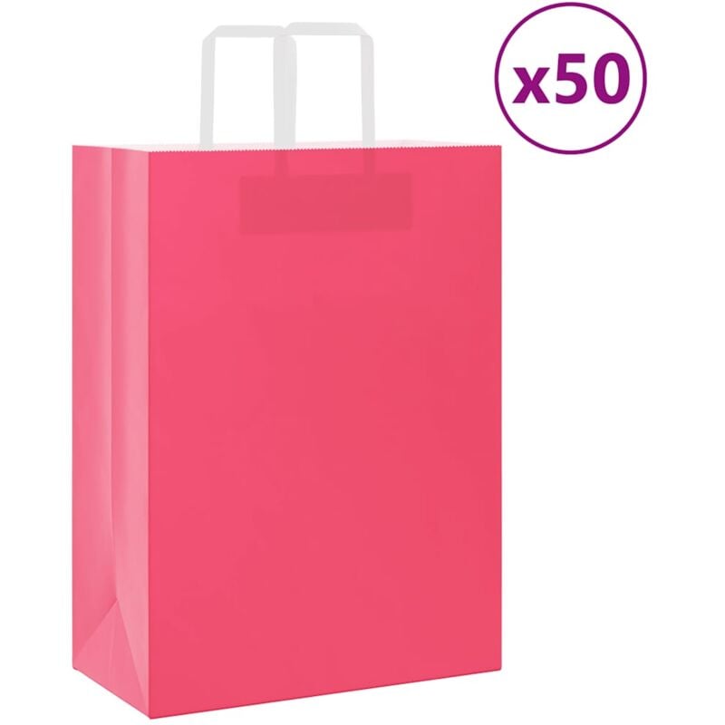 foto del prodotto sacchetti di carta 50 pz con manici rosa 32x17x44 cm vidaxl