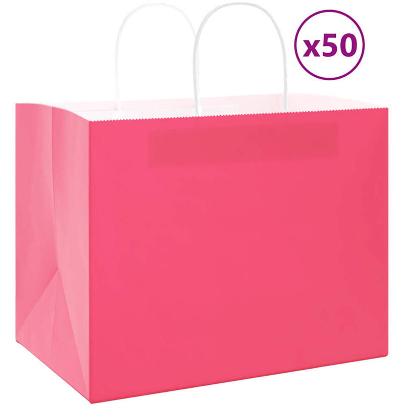 foto del prodotto sacchetti di carta 50 pz con manici rosa 32x22x24 cm vidaxl