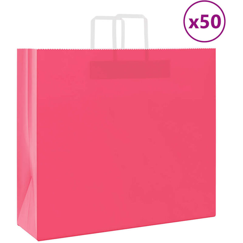 foto del prodotto sacchetti di carta 50 pz con manici rosa 54x15x49 cm vidaxl
