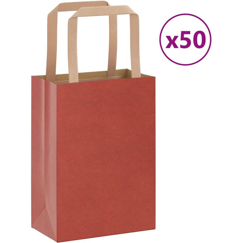 foto del prodotto sacchetti di carta 50 pz con manici rossi 15x8x21 cm vidaxl
