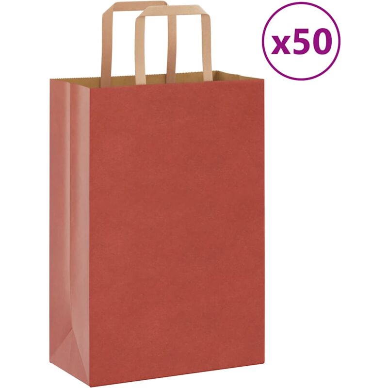 foto del prodotto sacchetti di carta 50 pz con manici rossi 21x11x31 cm vidaxl