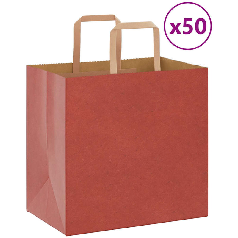 foto del prodotto sacchetti di carta 50 pz con manici rossi 26x17x25 cm vidaxl