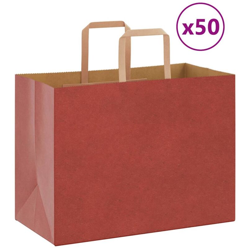 foto del prodotto sacchetti di carta 50 pz con manici rossi 32x17x25 cm vidaxl