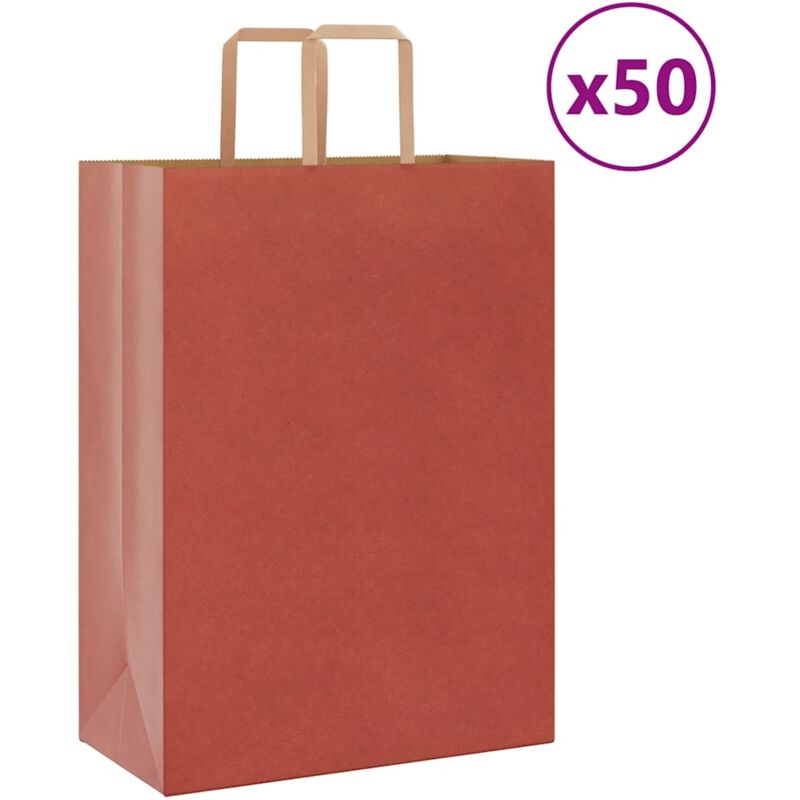 foto del prodotto sacchetti di carta 50 pz con manici rossi 32x17x44 cm vidaxl