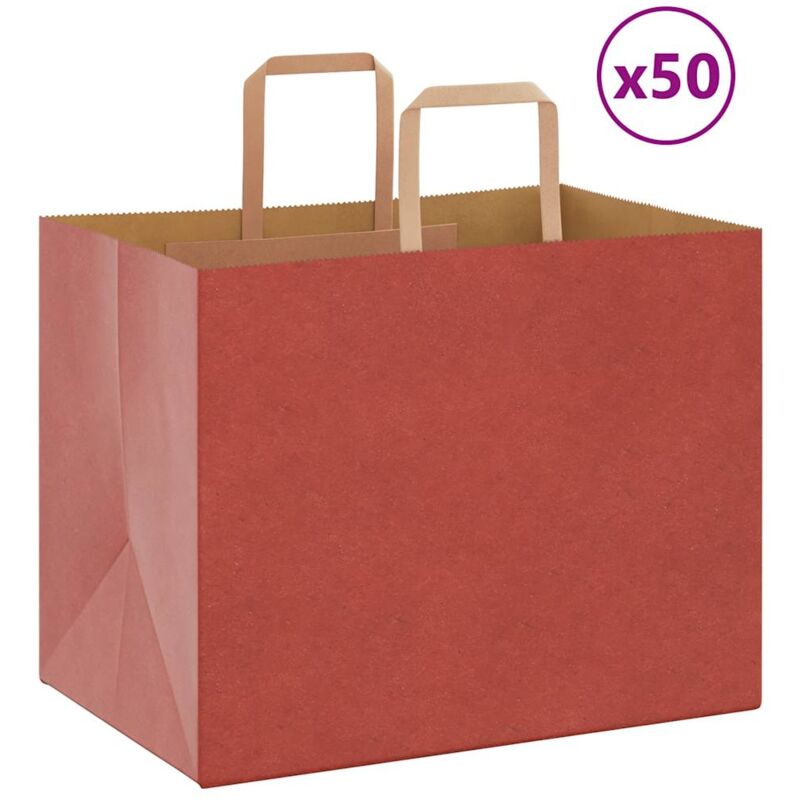 foto del prodotto sacchetti di carta 50 pz con manici rossi 32x22x24 cm vidaxl