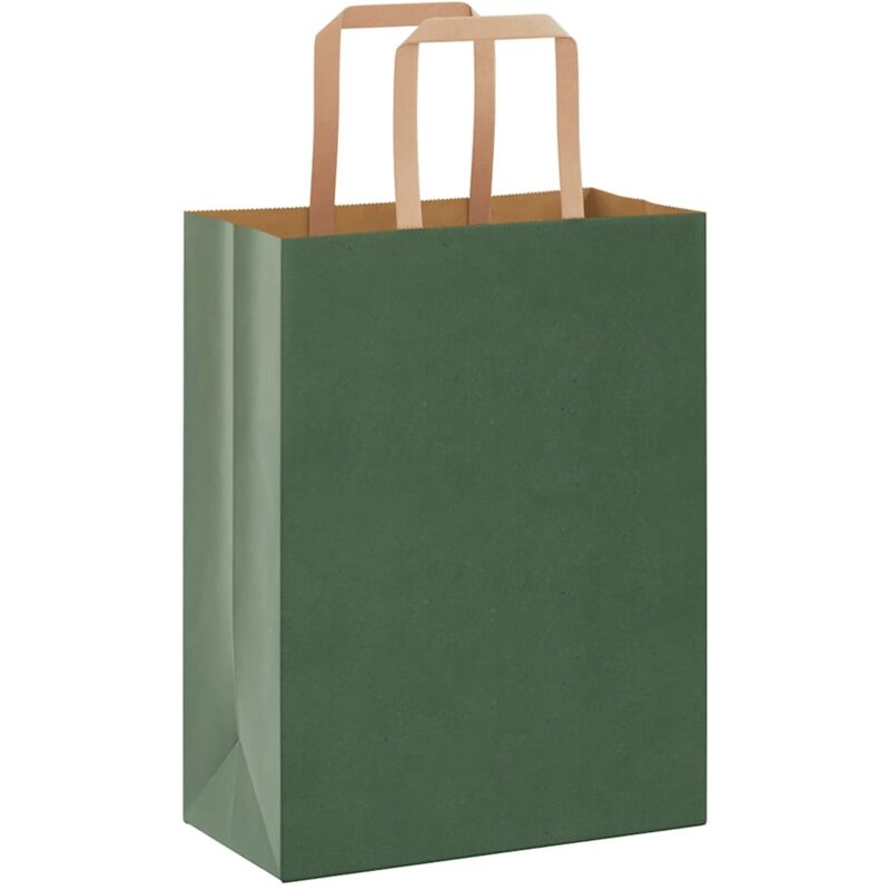 foto del prodotto sacchetti di carta 50 pz con manici verdi 21x11x28 cm vidaxl