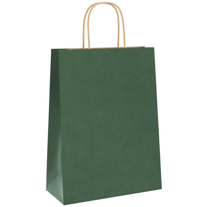 foto del prodotto sacchetti di carta 50 pz con manici verdi 26x12x35 cm vidaxl