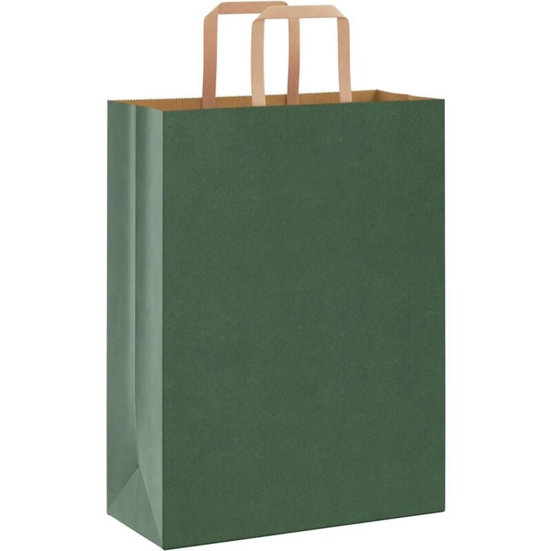 foto del prodotto sacchetti di carta 50 pz con manici verdi 26x12x35 cm vidaxl
