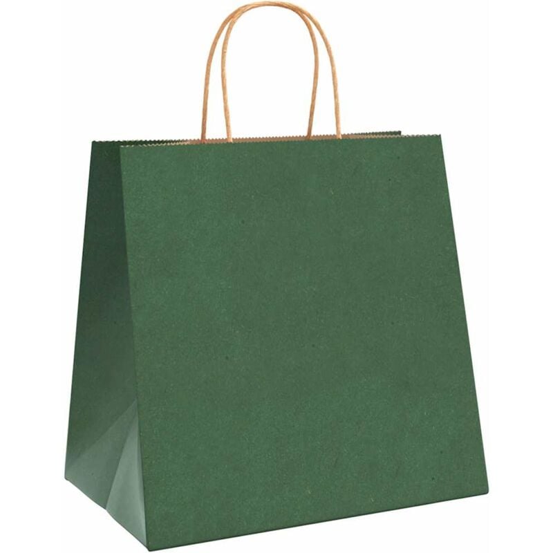 foto del prodotto sacchetti di carta 50 pz con manici verdi 26x17x25 cm vidaxl