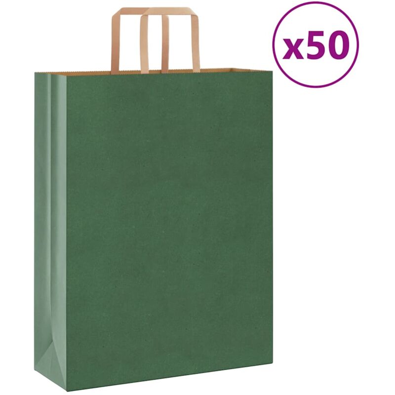 foto del prodotto sacchetti di carta 50 pz con manici verdi 32x12x42 cm vidaxl