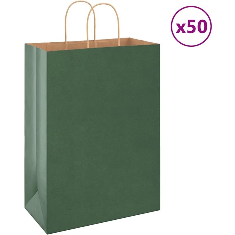 foto del prodotto sacchetti di carta 50 pz con manici verdi 32x17x44 cm vidaxl