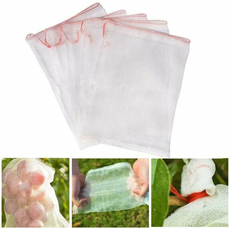 foto del prodotto sacchetti di protezione per frutta, rete protettiva in nylon per piante, fiori e frutti, con coulisse, sacchetto di protezione in rete riutilizzabile