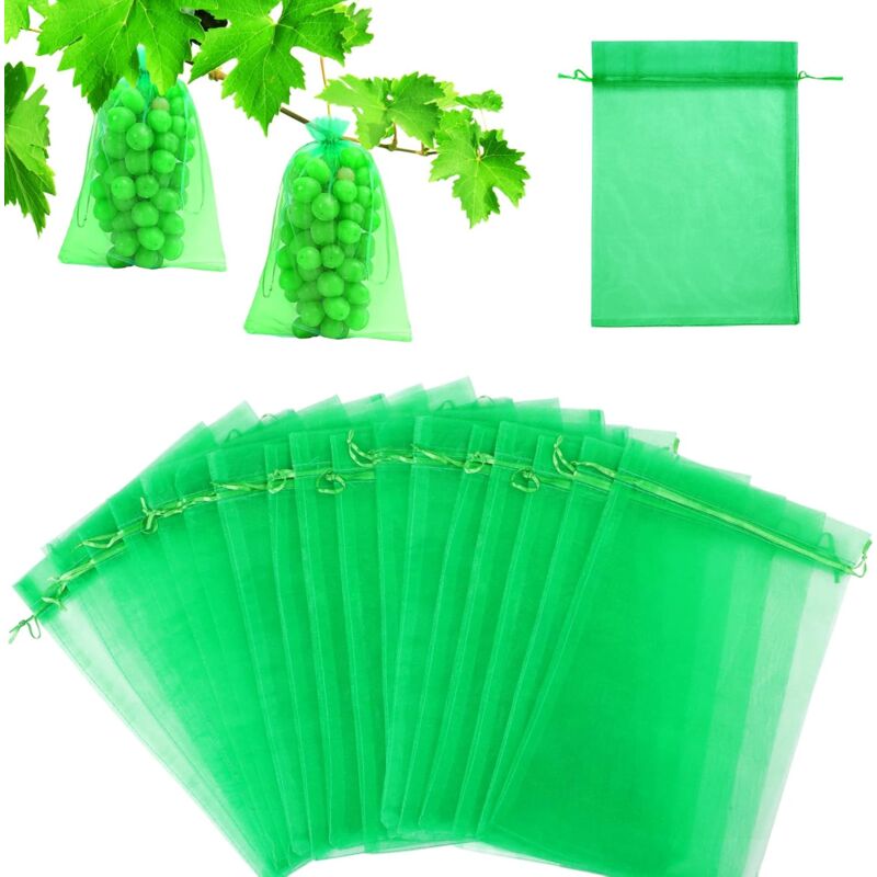 foto del prodotto sacchetti di protezione per la frutta ymyny 60 pezzi, 20 x 30 cm, sacchetti di protezione per l uva, sacchetti di organza da giardino con coulisse
