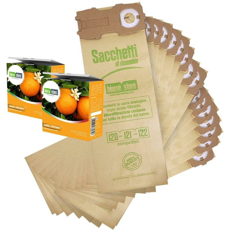 foto del prodotto sacchetti folletto vk 121 vk 122 vk 120 16pz granuli arancio compatibili