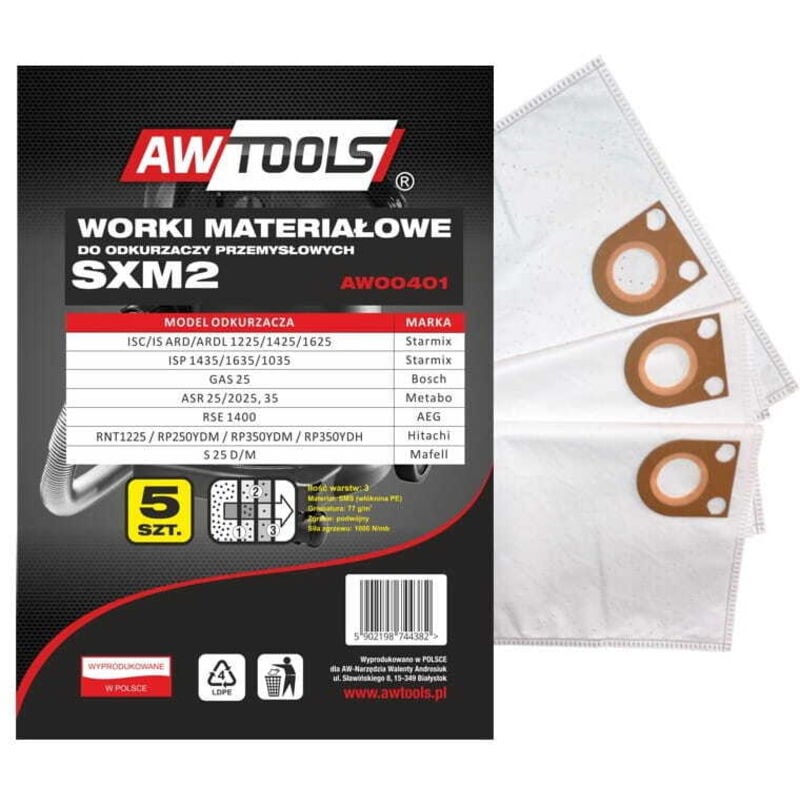 foto del prodotto sacchetti in microfibra awtools, set da 5, sxm2, gas 25 starmix