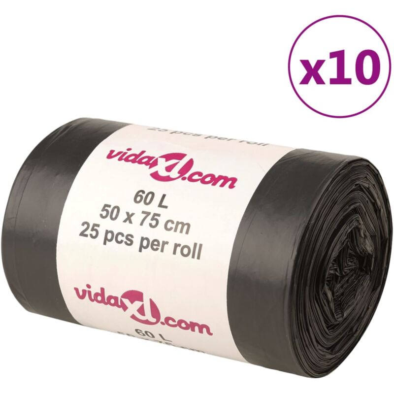 foto del prodotto sacchetti per cestini 250 pz neri 60 l vidaxl