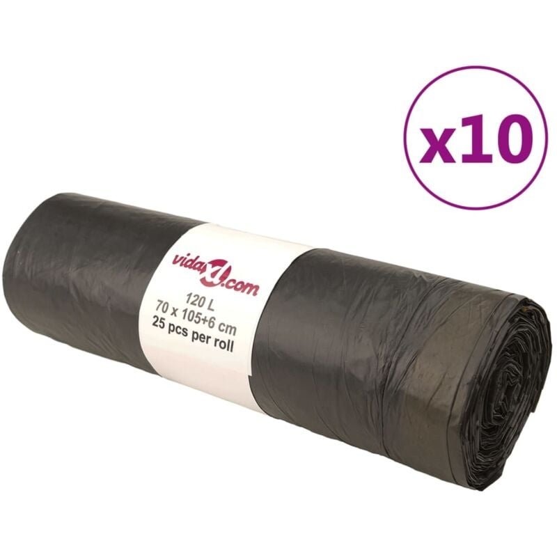 foto del prodotto sacchetti per cestini con coulisse 250 pz neri 120 l vidaxl