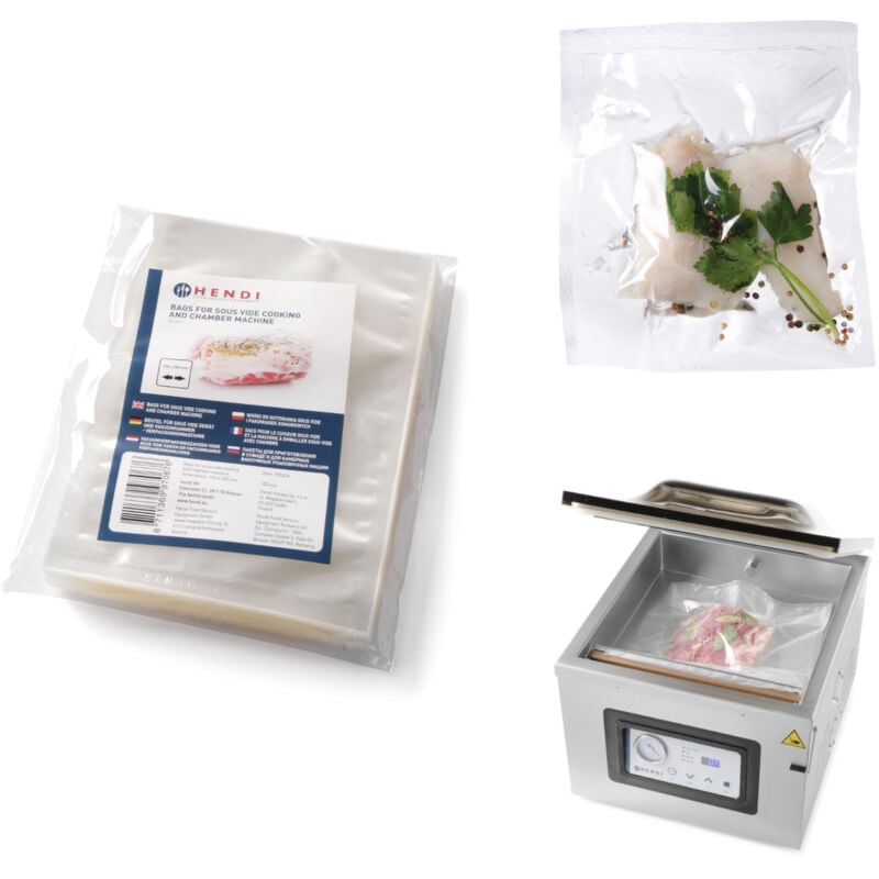 foto del prodotto sacchetti per cottura sous vide e per macchine sottovuoto a campana 150x250mm 100pz.